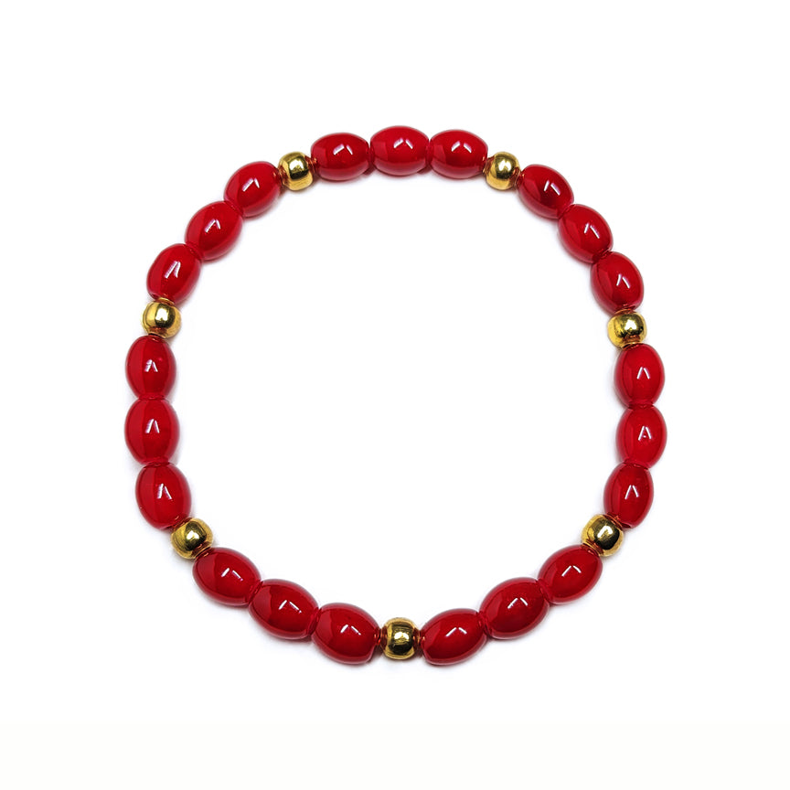 Carnelian Red Glass Unisex Bracelet